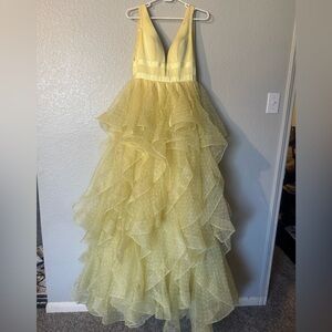 Sherri Hill Yellow Satin Dress
